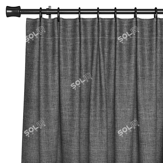 Charcoal Elegance Curtain: Fashionable & Functional 3D model image 2