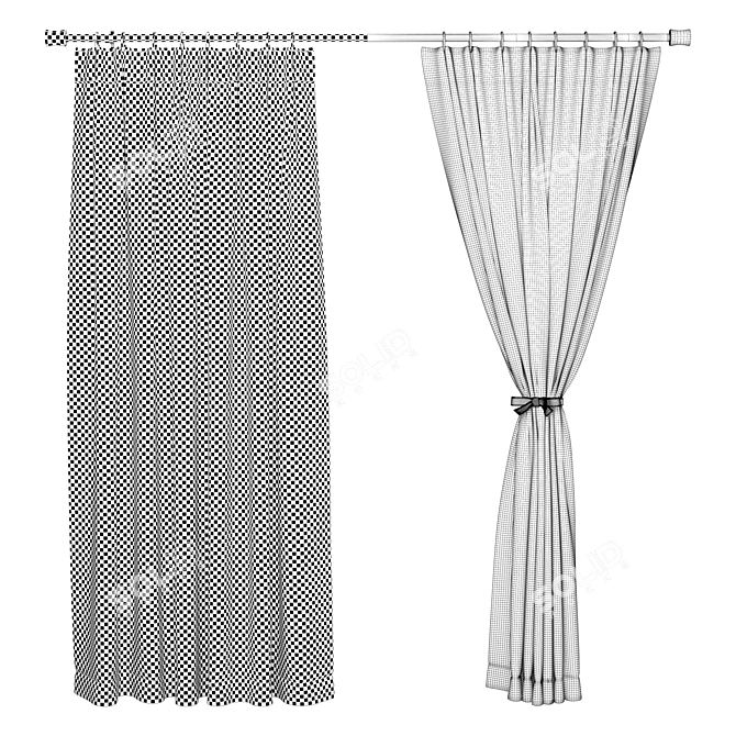 Charcoal Elegance Curtain: Fashionable & Functional 3D model image 4