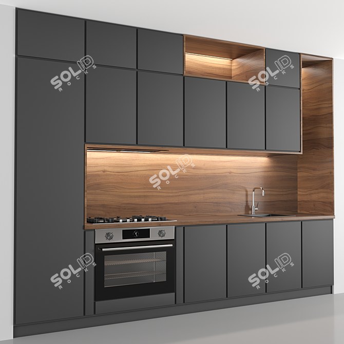 Modern Kitchen with Customizable Modules 3D model image 3