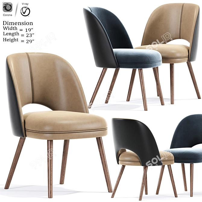 Sleek Barrel Back Dining Chair 3D model image 1