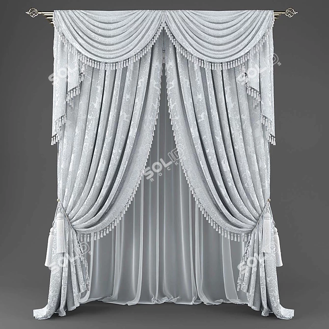 Stylish Curtain Set - Polys: 359030 Verts: 362889 3D model image 1