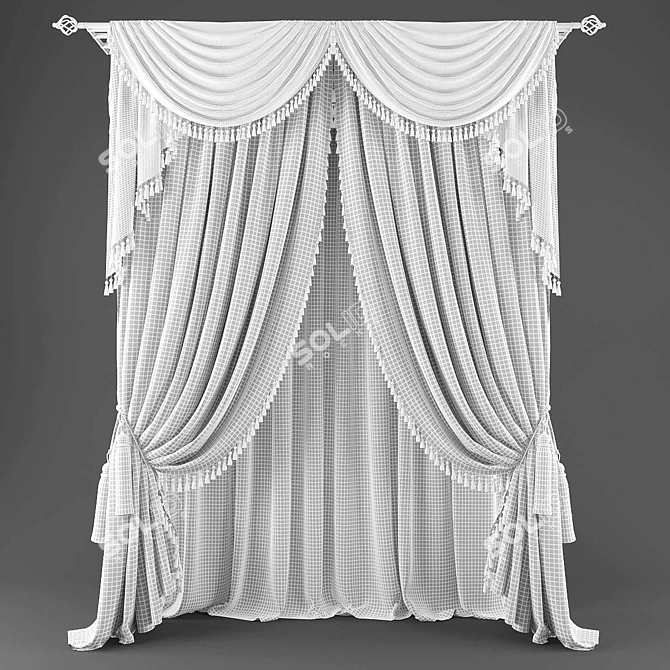 Stylish Curtain Set - Polys: 359030 Verts: 362889 3D model image 2