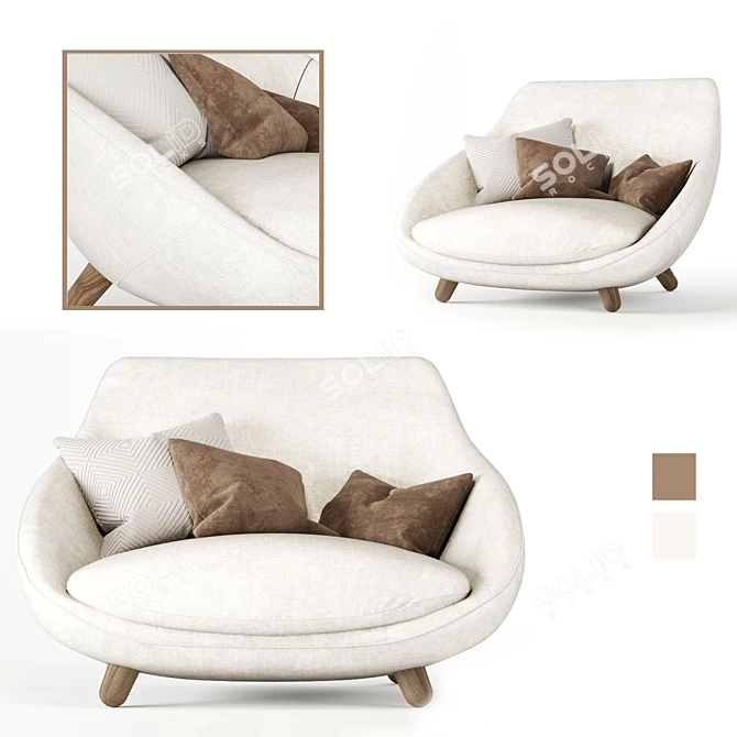 Cozy High Back Love Sofa 3D model image 2