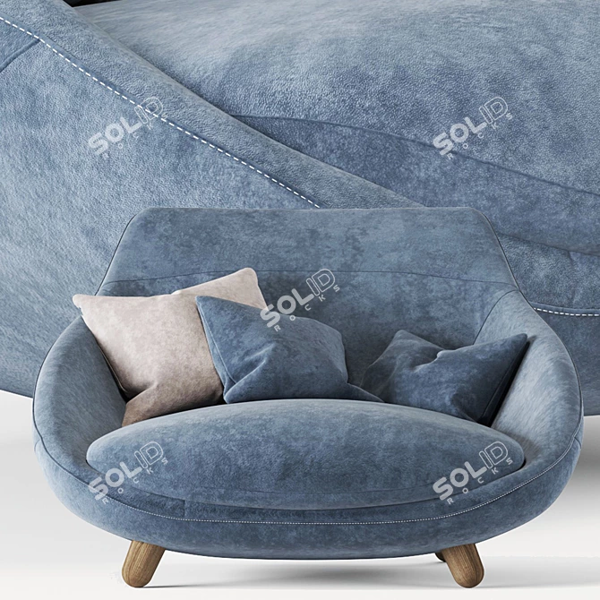 Cozy High Back Love Sofa 3D model image 5