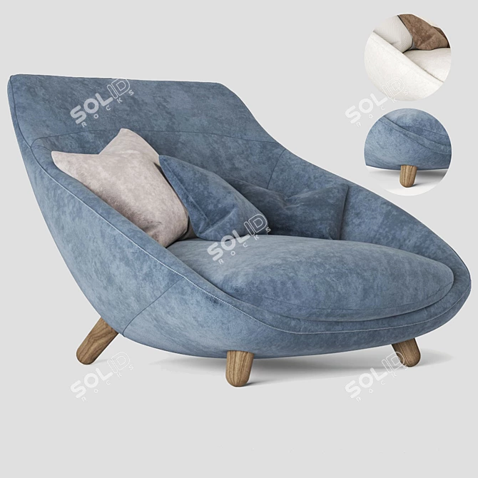 Cozy High Back Love Sofa 3D model image 11