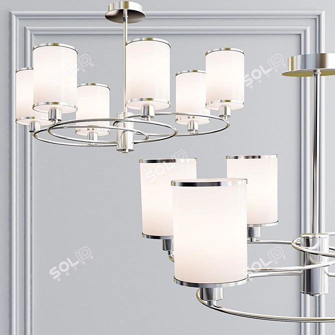 White Metal and Textile Ceiling Lamp 3D model image 1