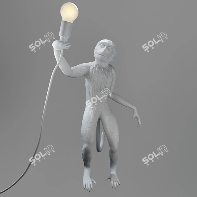 Loft Style Metal and Gypsum Monkey Lamp 3D model image 1