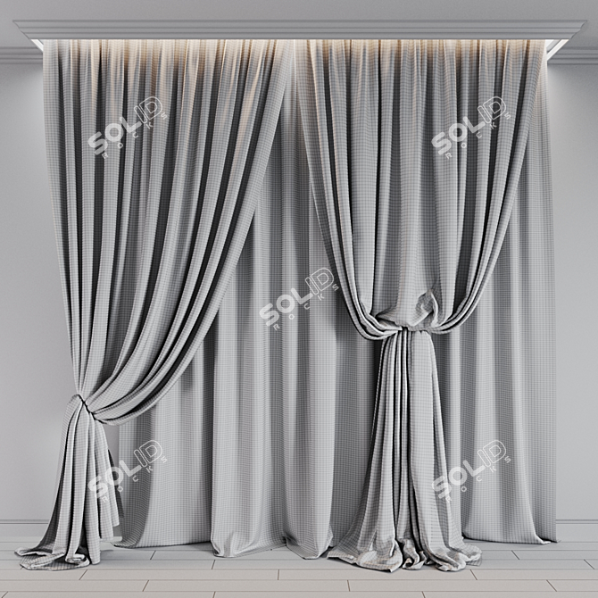 Versatile Curtain Set - 2 Color Options 3D model image 2