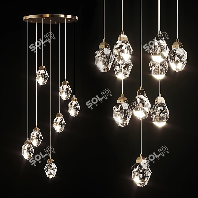 Crystal Deluxe Chandelier: Elegant K9 Crystal Pendant Lights 3D model image 1