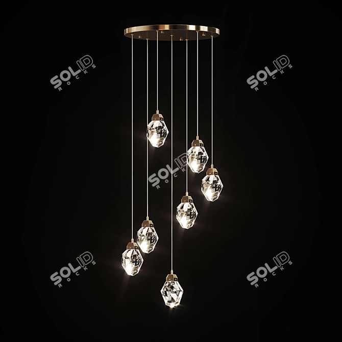 Crystal Deluxe Chandelier: Elegant K9 Crystal Pendant Lights 3D model image 3
