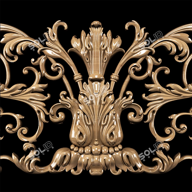 Elegant Baroque Carved Trim - Perfect for CNC and Render 3D model image 3