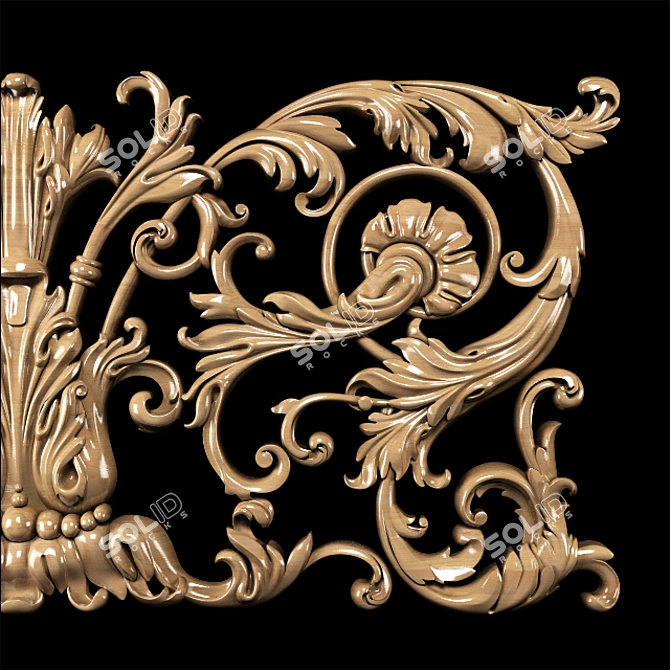 Elegant Baroque Carved Trim - Perfect for CNC and Render 3D model image 4