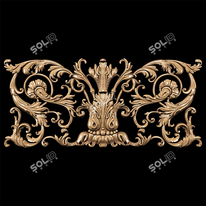 Elegant Baroque Carved Trim - Perfect for CNC and Render 3D model image 5
