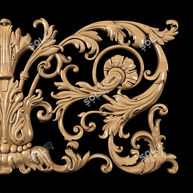 Elegant Baroque Carved Trim - Perfect for CNC and Render 3D model image 6