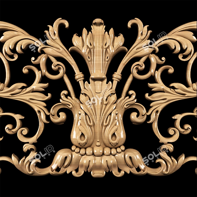Elegant Baroque Carved Trim - Perfect for CNC and Render 3D model image 12