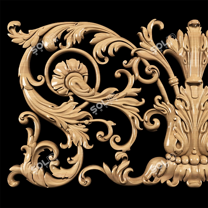 Elegant Baroque Carved Trim - Perfect for CNC and Render 3D model image 13