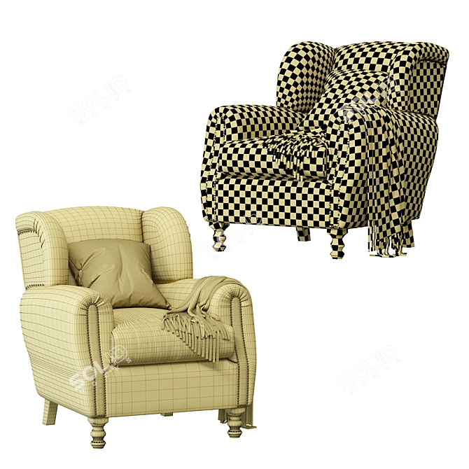 Luxury Mohair Cinema Armchair 3D model image 5