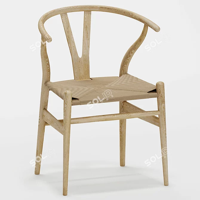 Wishbone Table Chair Set 3D model image 2