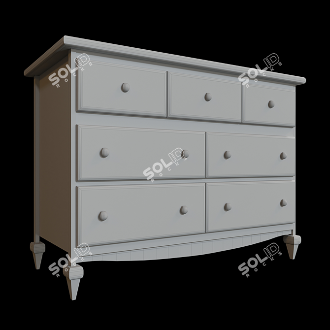 Classic Wooden Drawer Chest: Polys 2952 3D model image 3