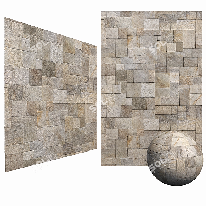 Travertine French Pattern: High Res, Tileable 3D model image 1