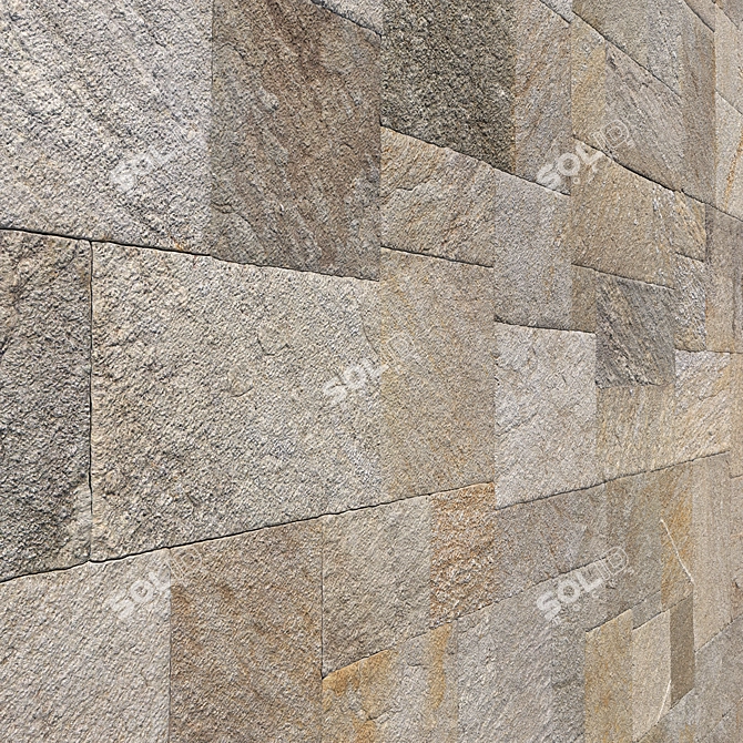 Travertine French Pattern: High Res, Tileable 3D model image 2