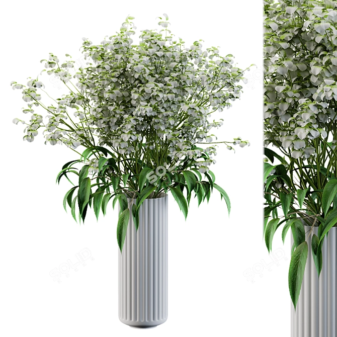 Delicate White Floral Bouquet 3D model image 1