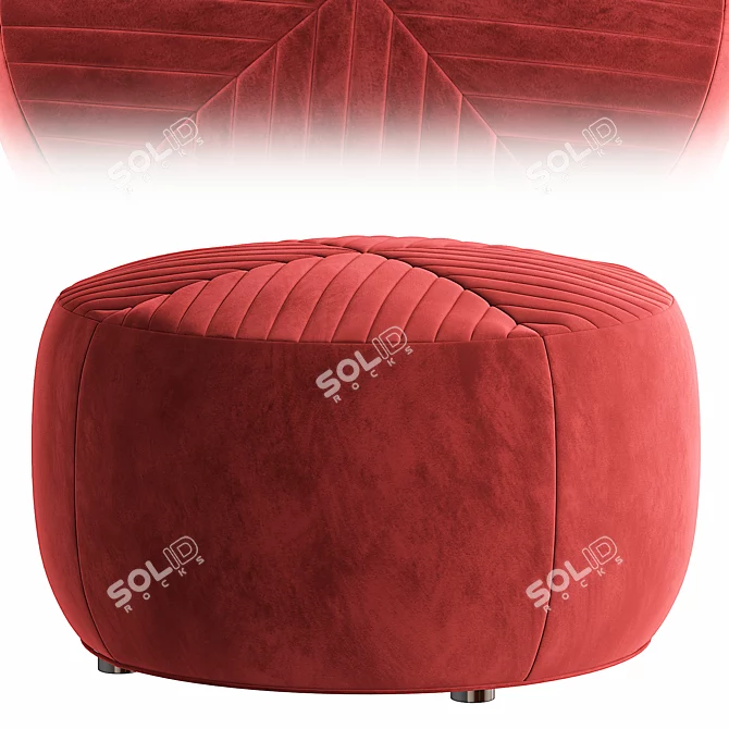 Sicily Velvet Tufted Ottoman 3D model image 1