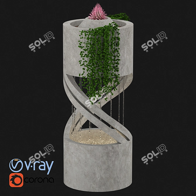 Modern Geometric Interior Fountain 3D model image 1