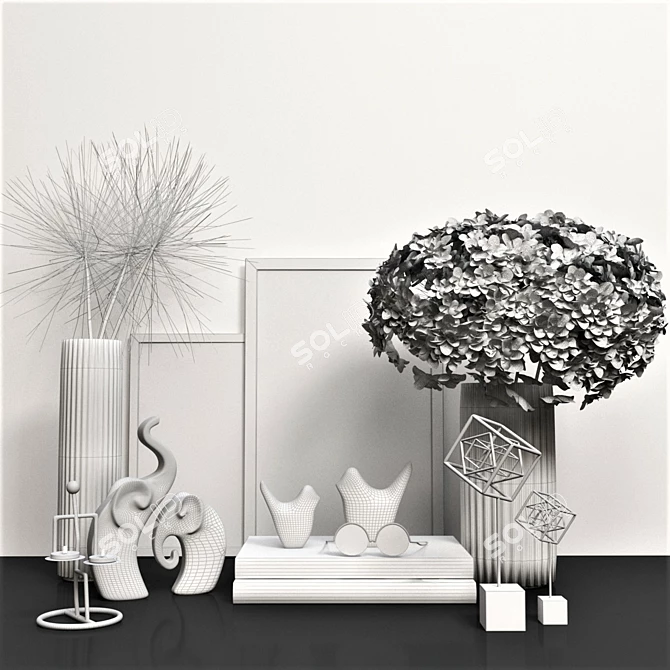 Elegant Decor Set: Vase, Book, Fantasy Objects, Candle & Frame 3D model image 4