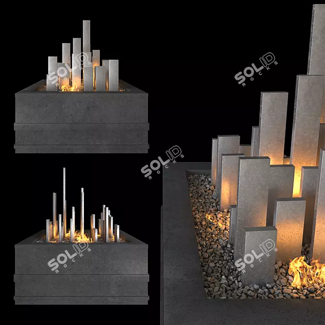 Modern Fireplace 3D Model 3D model image 2