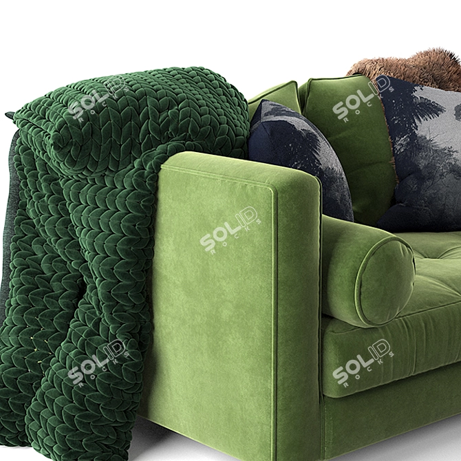 Versatile Green & Gray Sofa 3D model image 3
