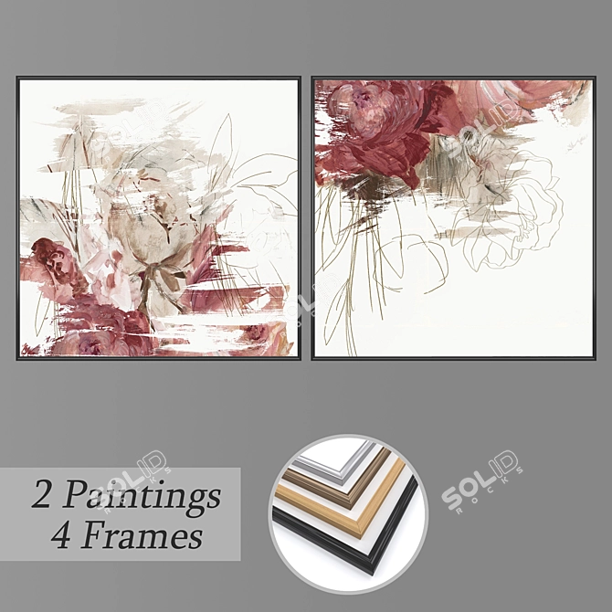 Modern Wall Art Set with Multiple Frames 3D model image 1