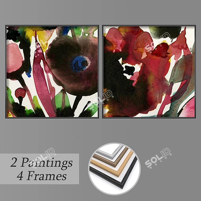 Eclectic Wall Art Set with Multiple Frames 3D model image 1