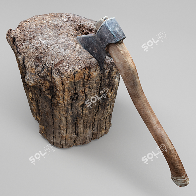 Timber Chopper: Stump & Ax 3D model image 2