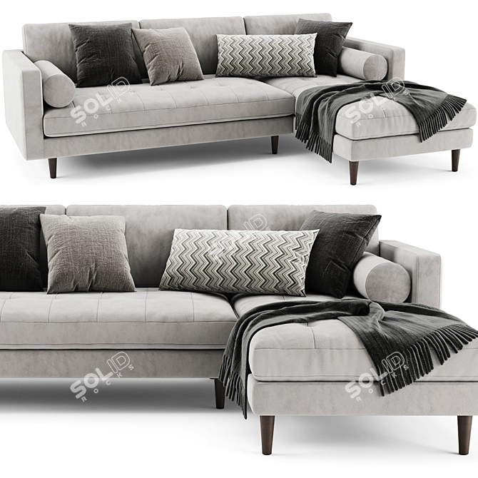 Modern Sven Chaise: Stylish, Comfortable 3D model image 1