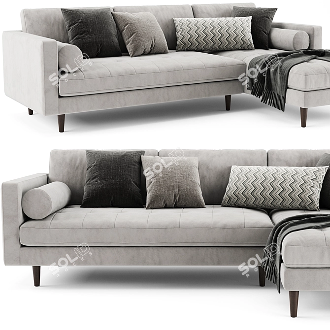 Modern Sven Chaise: Stylish, Comfortable 3D model image 3