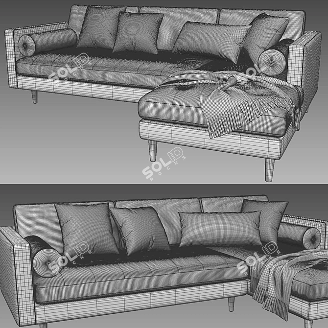 Modern Sven Chaise: Stylish, Comfortable 3D model image 4