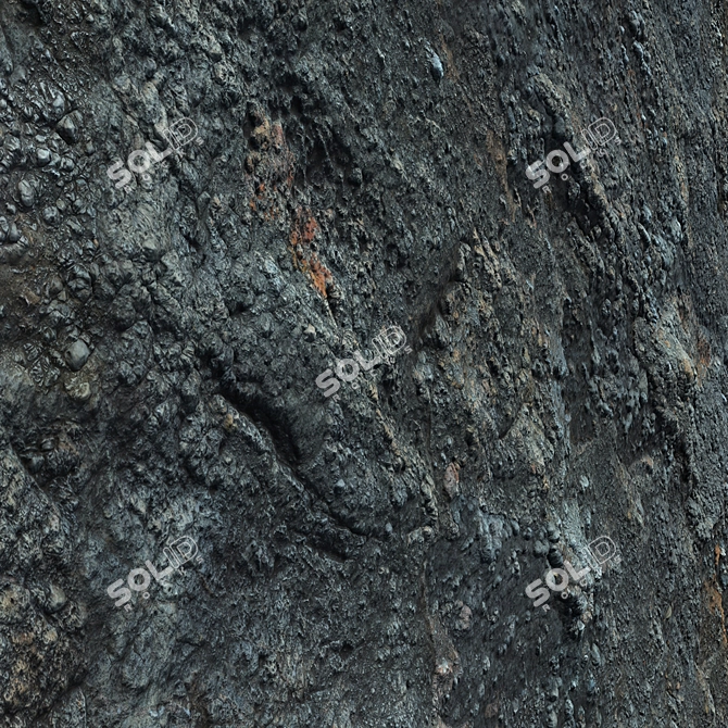 6K High Resolution Tileable Black Rock Stone Wall Cliff 3D model image 2