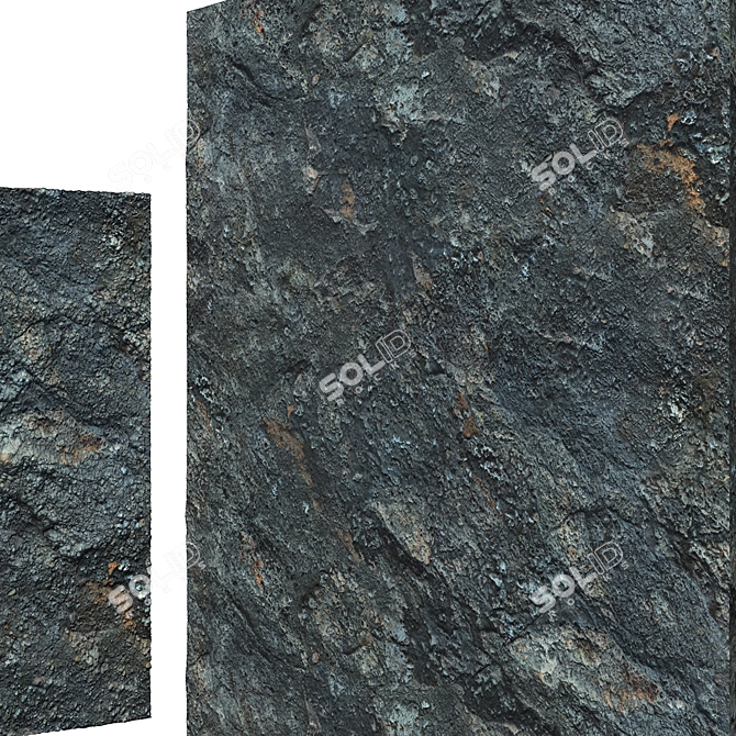 6K High Resolution Tileable Black Rock Stone Wall Cliff 3D model image 3