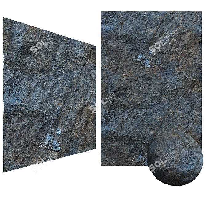 6K Tileable Textures: Black-Blue Rock Wall 3D model image 1