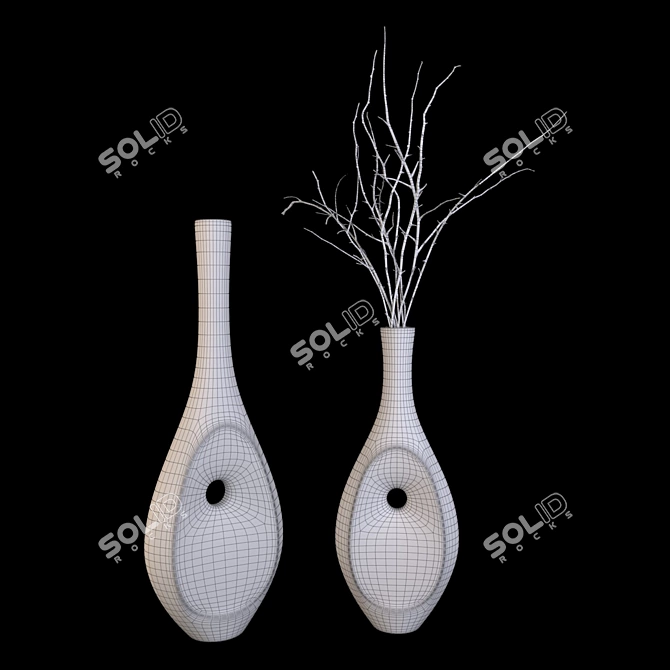 Elegant Vase with Dried Flowers 3D model image 2