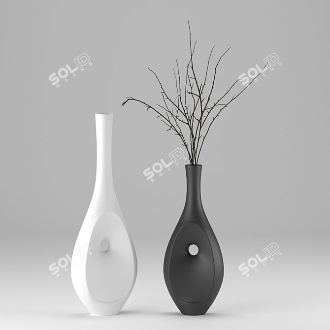 Elegant Vase with Dried Flowers 3D model image 3