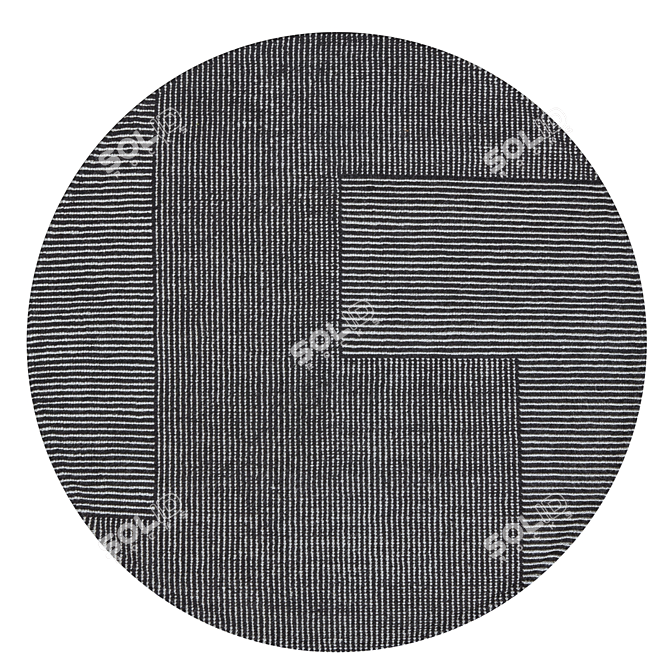 Hand-Knotted Wool Stripe Rug 3D model image 1