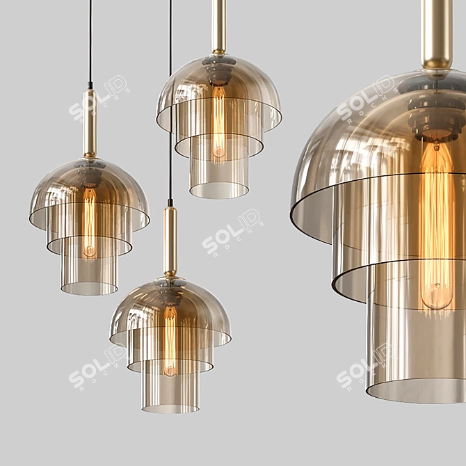 Golden Amber Pendant Lamp 3D model image 1