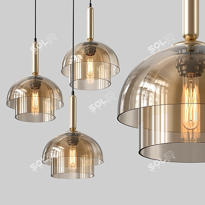 Golden Amber Pendant Lamp 3D model image 6