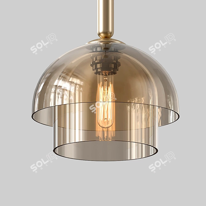 Golden Amber Pendant Lamp 3D model image 7