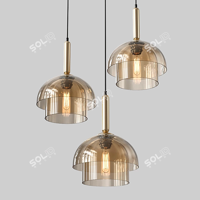 Golden Amber Pendant Lamp 3D model image 9