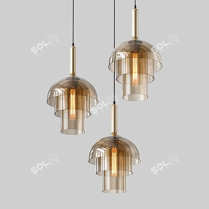 Jolly Gold Amber Pendant Lamp 3D model image 3