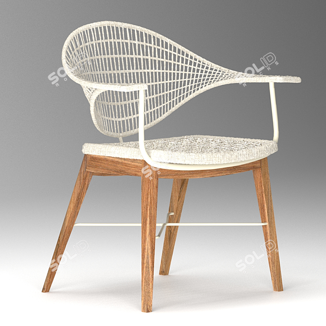 ABBA Chair: Stylish Wood & Fabric 3D model image 2