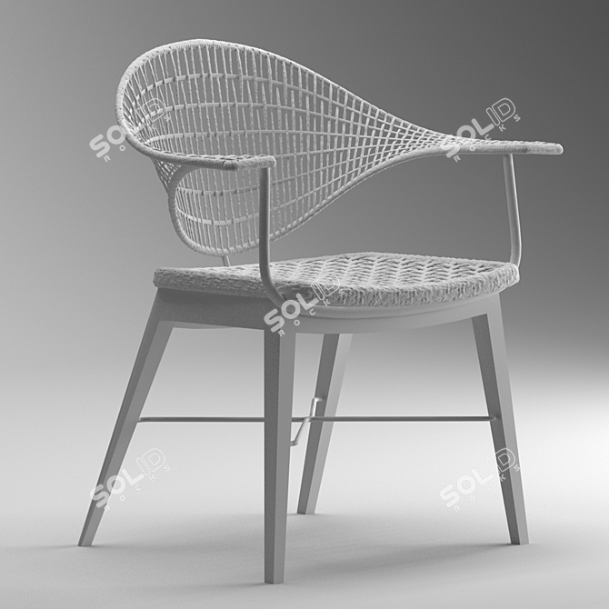 ABBA Chair: Stylish Wood & Fabric 3D model image 3